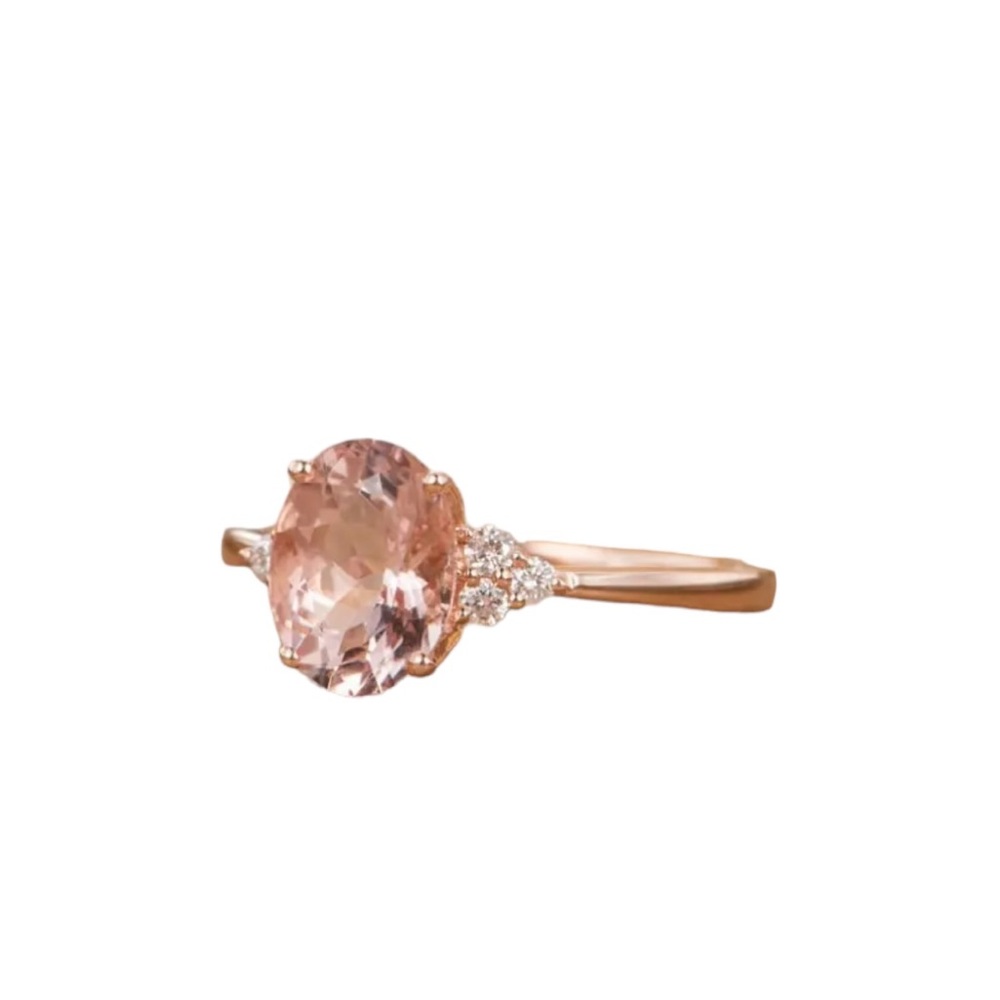 Rose Gold Cubic Zirconia Light Amber Stone with Rhinestones